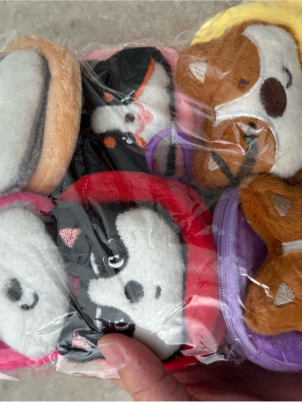 4/$100 Cute Plush Animal Coin Pouches - Pink, Red, Black, White, Brown, Purple